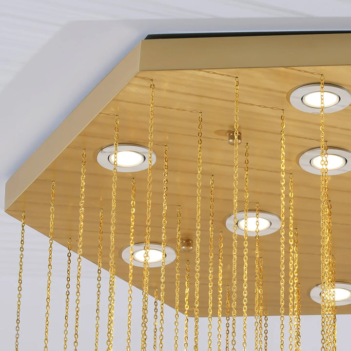 Hexa alabaster cascade chandelier close view of wall mount, modern elegant ceiling light design