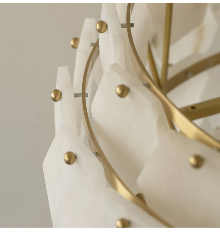 Hexa cloud pendant light above view of marble, elegant modern ceiling light for stylish interiors