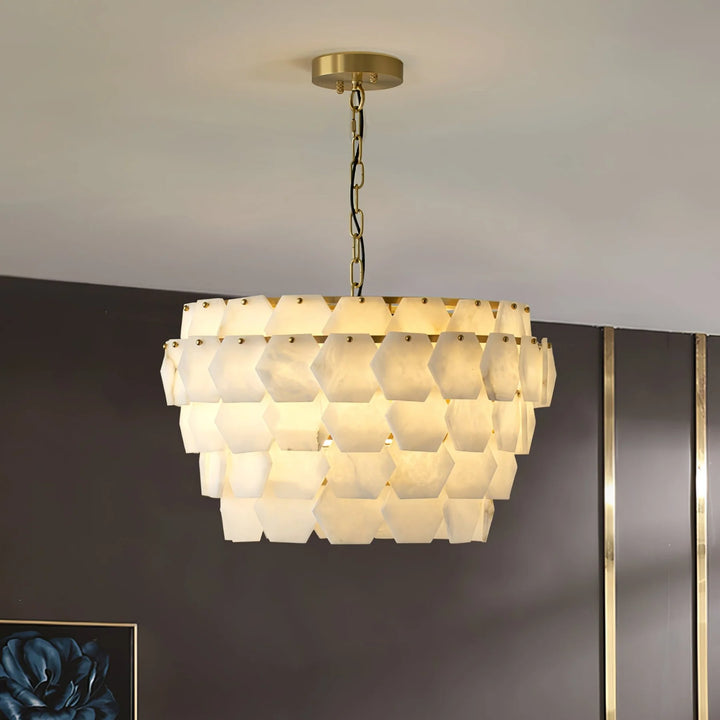 Hexa cloud pendant light on front view, contemporary hanging ceiling light for modern interiors