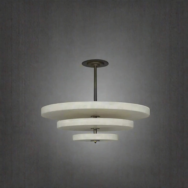 Ice Queen luxury alabaster chandelier three-layer marble front view showcasing elegant crystals and sophisticated design