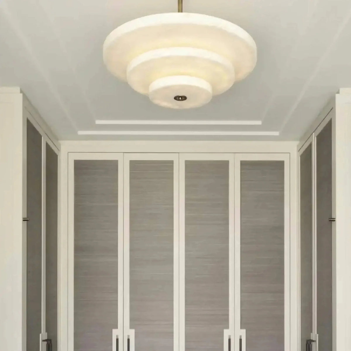 Ice Queen luxury alabaster chandelier room view showcasing elegant crystals and ambient lighting in a modern interior setting