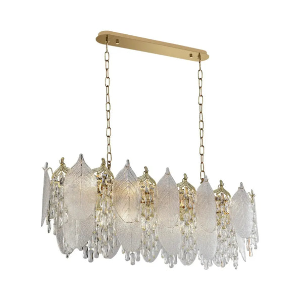 Crystal Leaf Chandelier – Rectangular 900mm