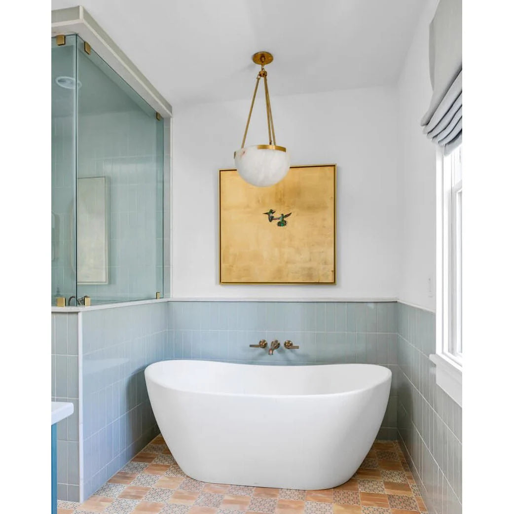 Istar alabaster chandelier in washroom, elegant marble design for modern bathroom interior lighting