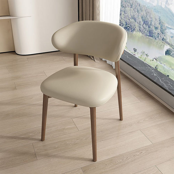 Side view of Japandi design chair in white with minimalist and elegant style, perfect for modern interior decor