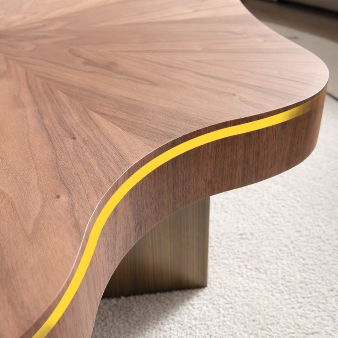 Close-up detail view of Jasper designer coffee table highlighting craftsmanship and texture