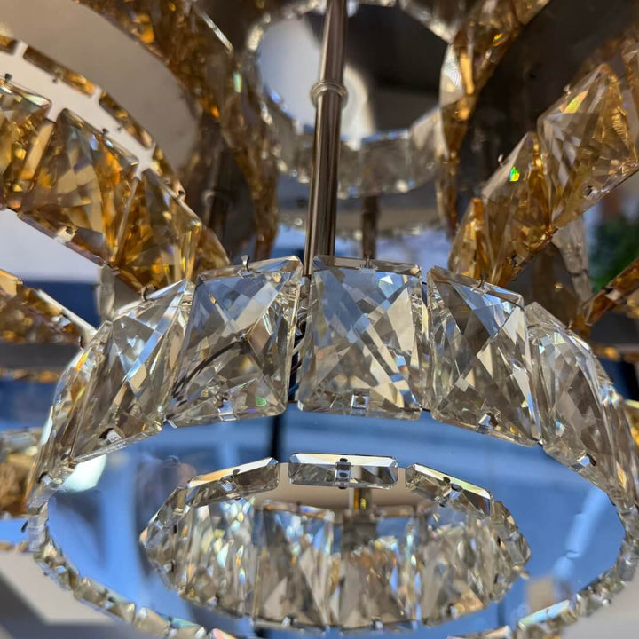 Crystal detail view of Jennifer large LED ceiling light showcasing elegant craftsmanship