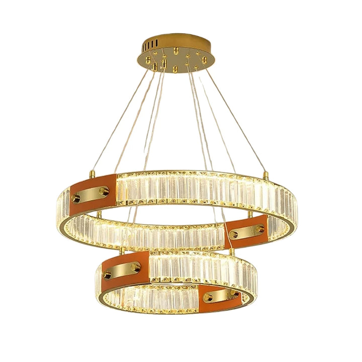 Kian Crystal 2-Ring Chandelier – Modern Luxury Lighting Fixture with Dual Circular Rings and Sparkling Crystal Design