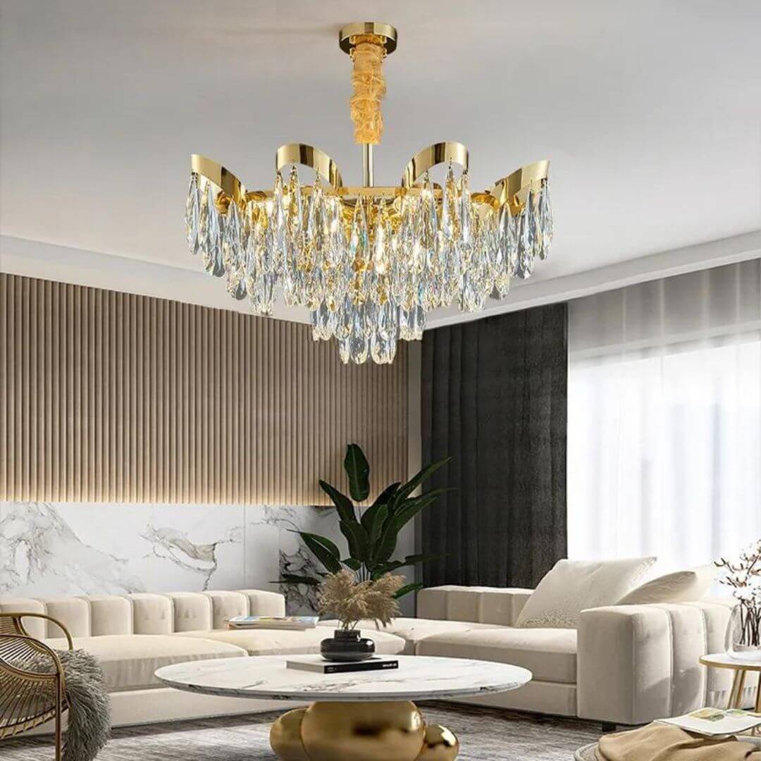 Lantern Crystal Chandelier Light in Living Room – Elegant Modern Ceiling Lighting Fixture