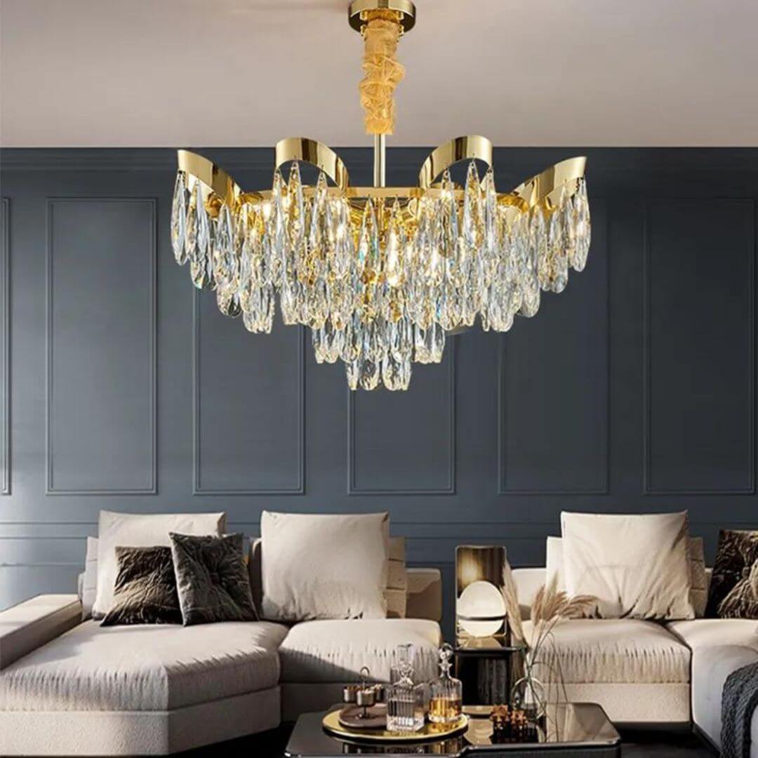 Lantern Crystal Chandelier Light in Living Room – Elegant Modern Ceiling Lighting Fixture