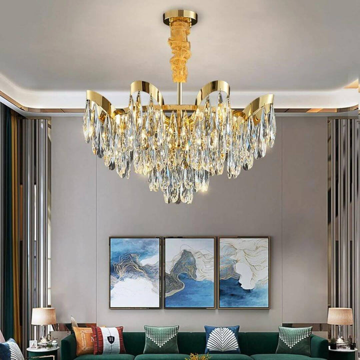 Lantern Crystal Chandelier Light Hanging in Living Room – Stylish Modern Ceiling Lighting Fixture