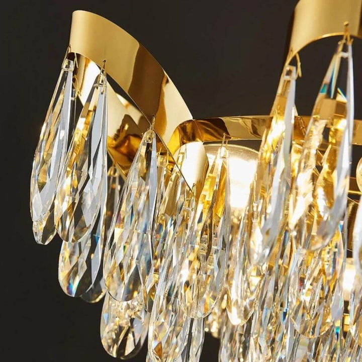 Crystal Close-Up View of Lantern Crystal Chandelier Light – Elegant Modern Lighting Design