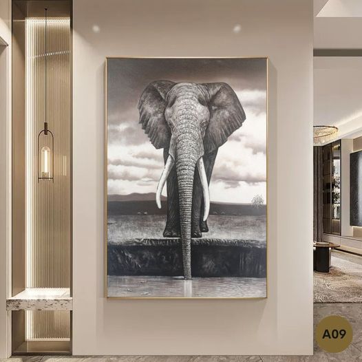 Elegant large elephant wall decor in polished stainless steel finish