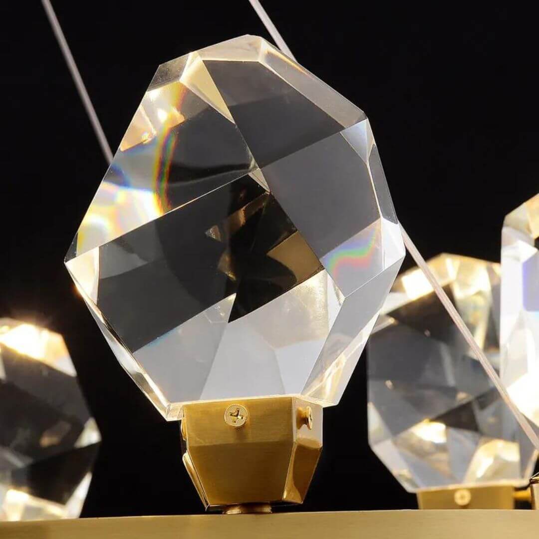 Close-Up Detail of Crystals on Lava Crystal Chandelier Light – Elegant Modern Lighting Fixture