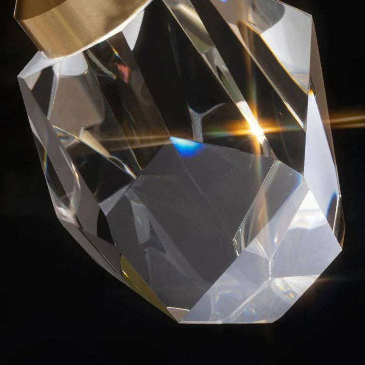 Close-Up View of Crystals on Lava Crystal Chandelier Light – Detailed Modern Lighting Design