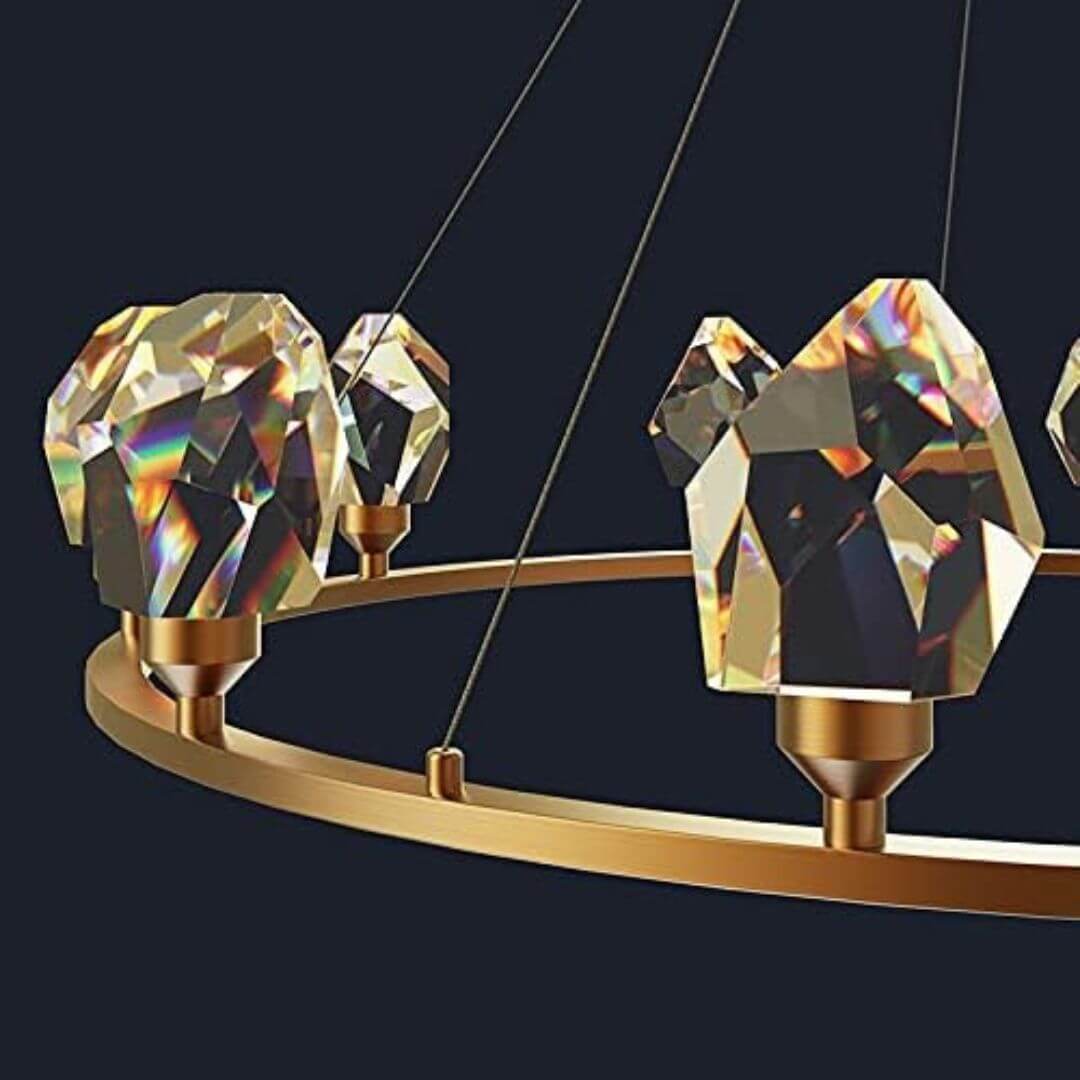 Close-Up View of Lava Crystal Chandelier Light – Elegant Modern Lighting Fixture Detail