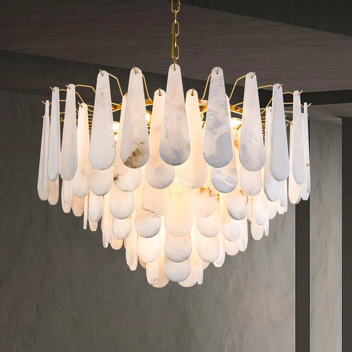 Leon chandelier luxury lighting hanging close-up view elegant modern home decor
