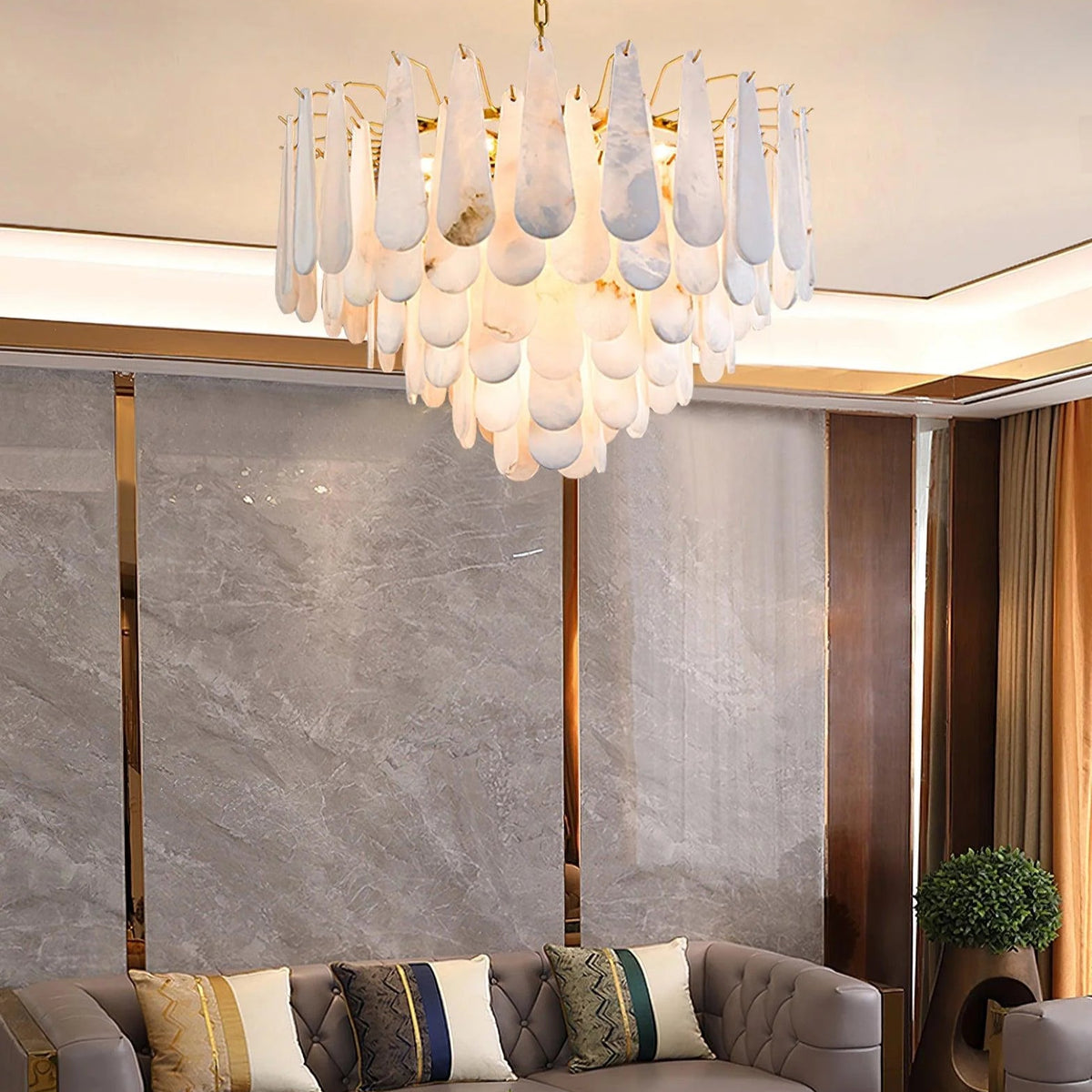 Leon chandelier luxury lighting living room view elegant modern home decor