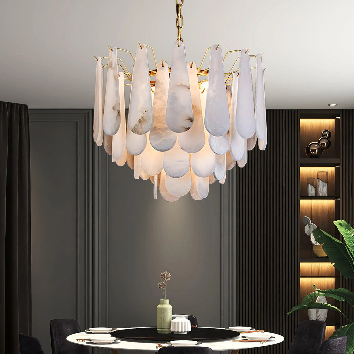 Leon chandelier luxury lighting dining room view elegant modern home decor