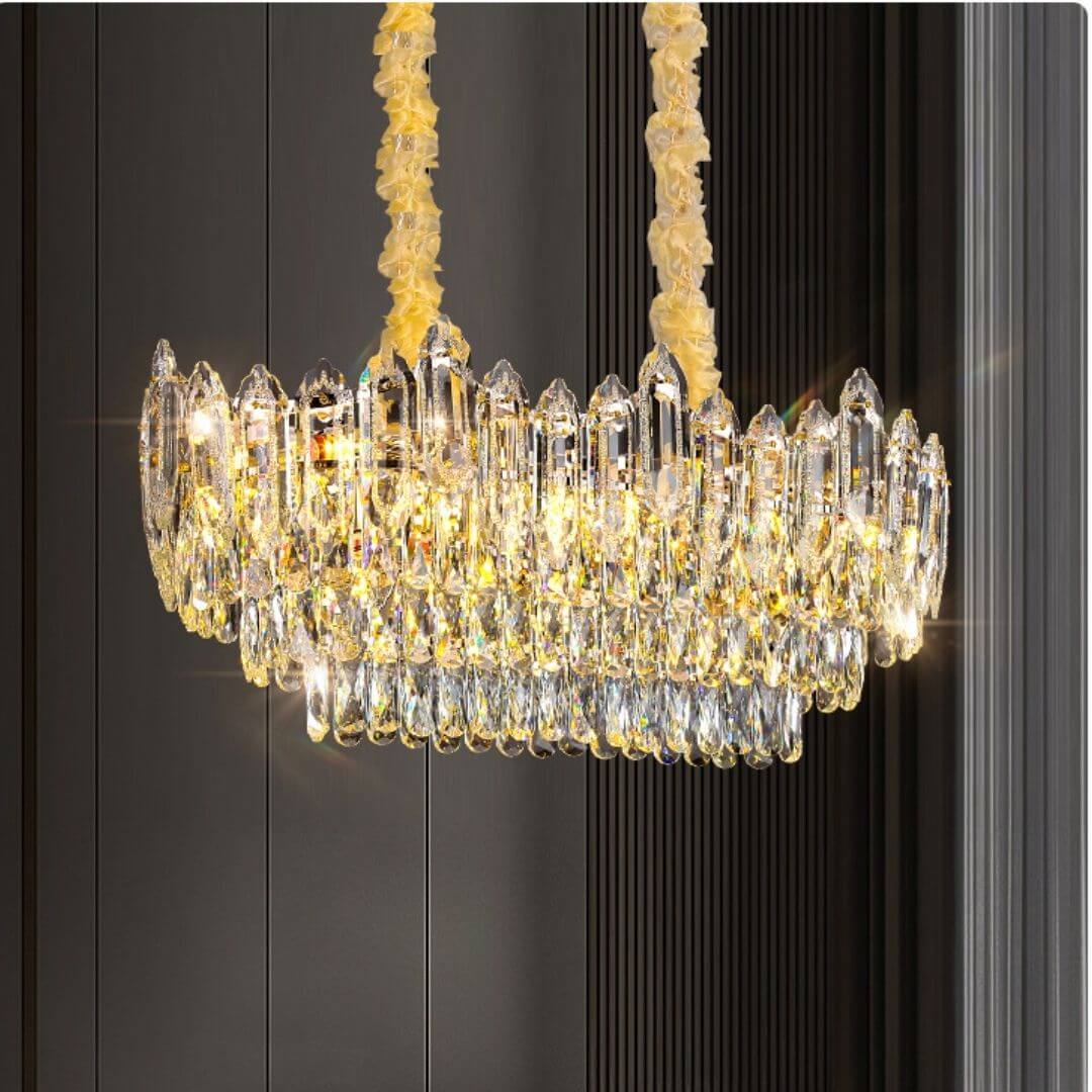 Side View of Lighthouse Gold Chandelier Light – Elegant Modern Ceiling Lighting Fixture