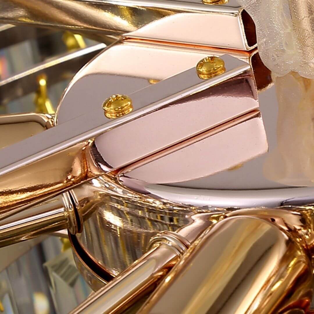Inside Detail View of Lighthouse Gold Chandelier Light – Diamond-Cut K9 Crystal, Elegant Design