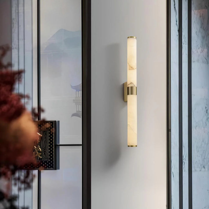 Line Alabaster Wall Light in living room, modern lighting, elegant home interior décor