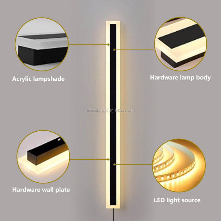 eature view of Linear GlowEdge modern outdoor wall light in black with IP65 rating – highlighting weather-resistant design and sleek linear form.
