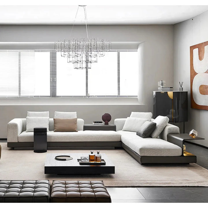 Front view of living room sofa customised made-to-order showcasing elegant design and plush seating.