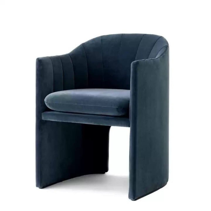 Close-up view of Loafer dining chair with custom upholstery, showing fabric texture and modern frame design