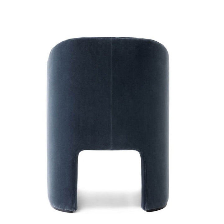 Back view of Loafer dining chair with custom upholstery, highlighting smooth fabric finish and modern frame