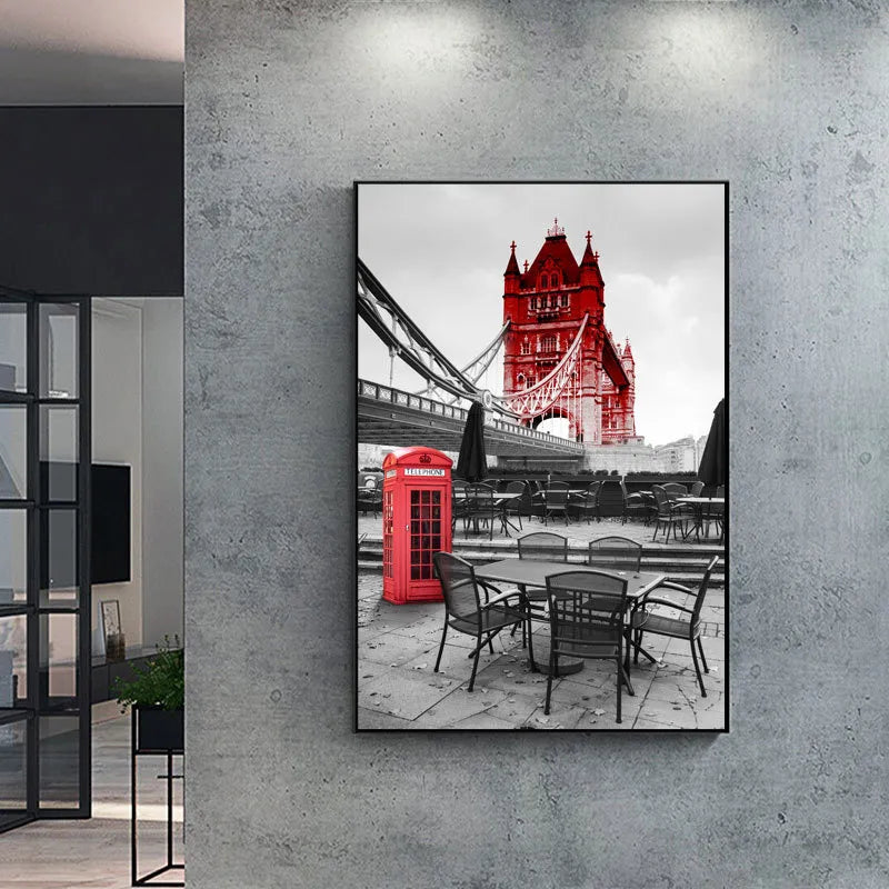 Decorative wall art featuring iconic London Bridge silhouette