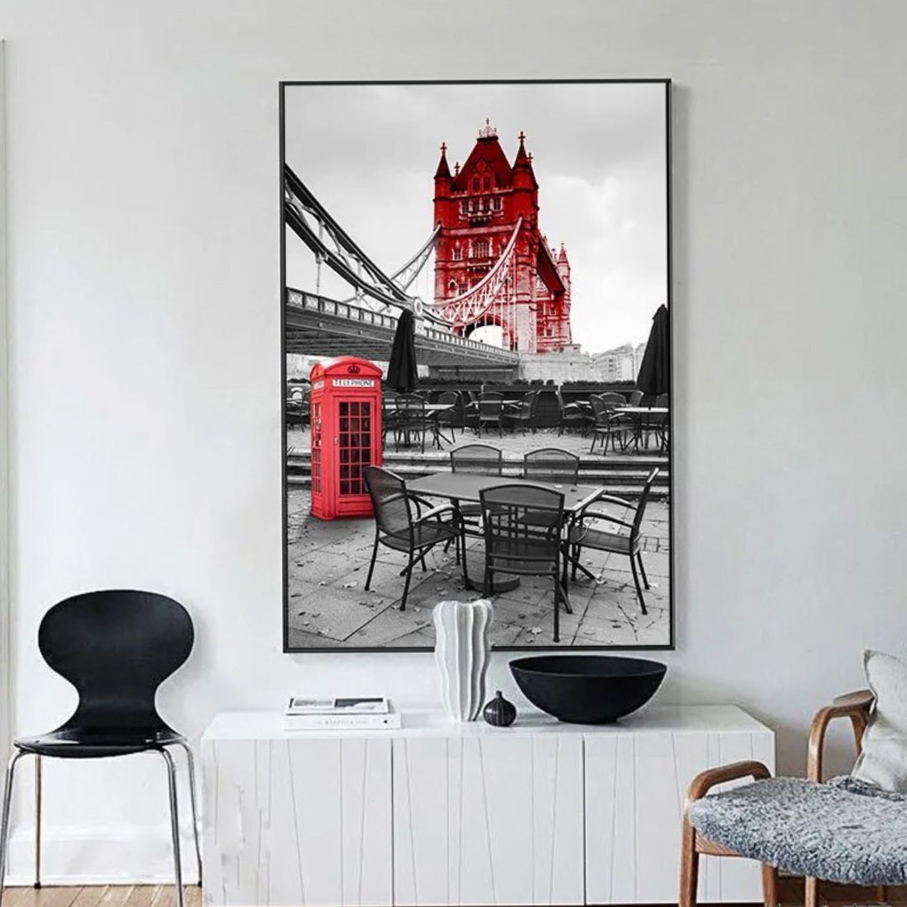 Decorative wall art featuring iconic London Bridge silhouette