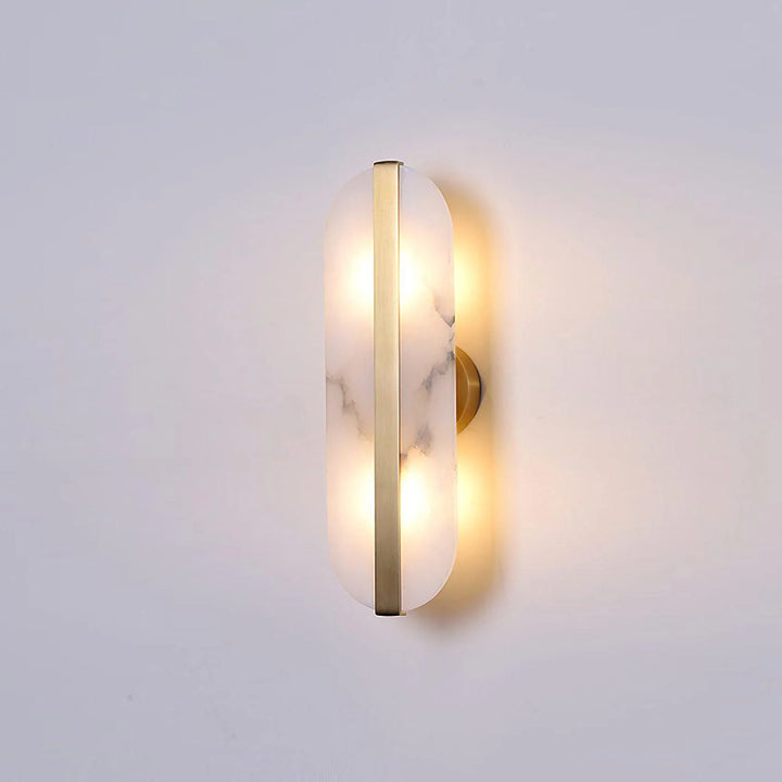 Elegant long ellipse alabaster wall sconce lighting side view for stylish decor