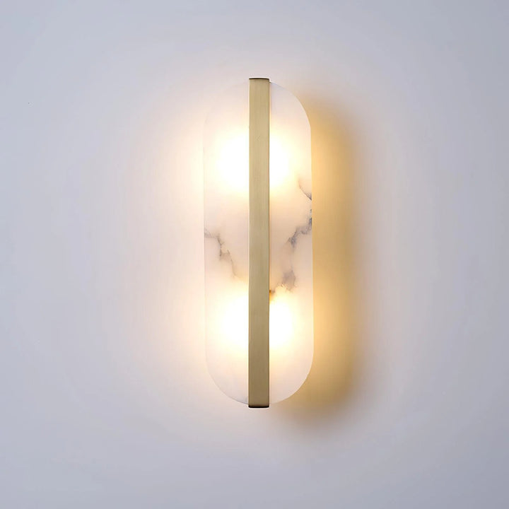 Elegant long ellipse alabaster wall sconce lighting front view for stylish decor