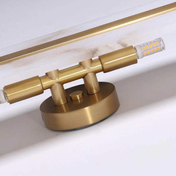 Wall mount detail view of long ellipse alabaster wall sconce lighting for modern interiors