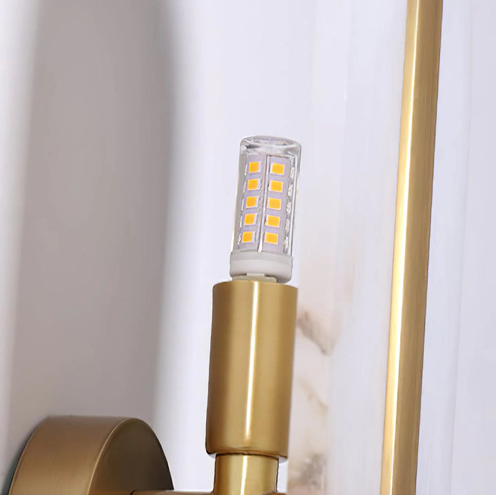 Close view of long ellipse alabaster wall sconce lighting for modern interiors