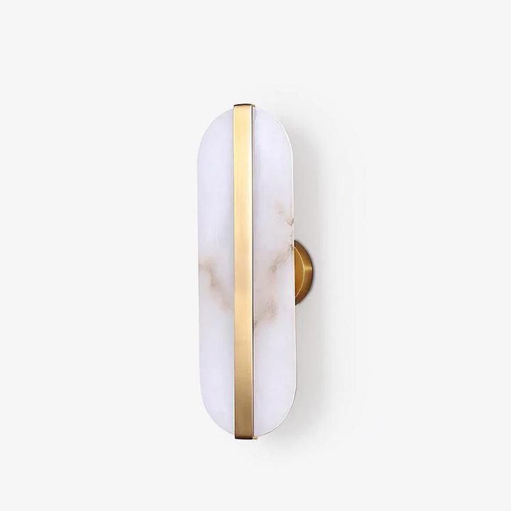 Luxury side view of long ellipse alabaster wall sconce lighting for contemporary interiors