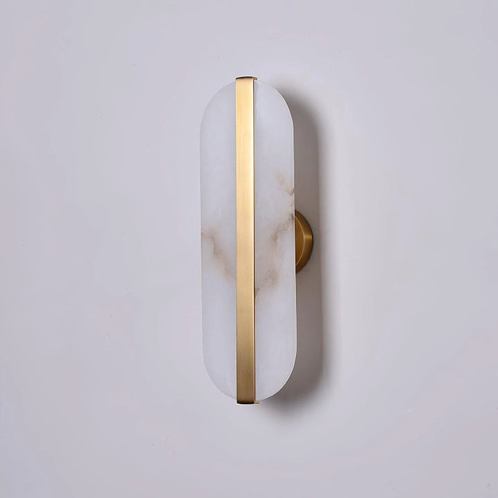 Elegant long ellipse alabaster wall sconce lighting side view for stylish decor