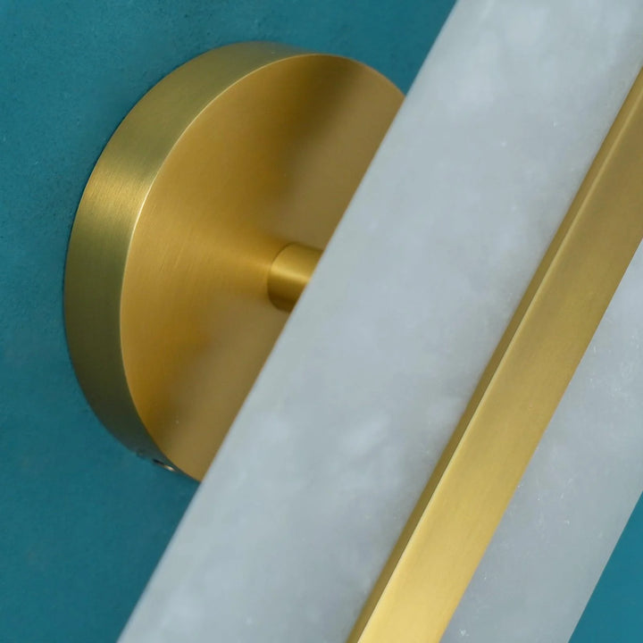 Luxury wall mount detail view of long ellipse alabaster wall sconce lighting