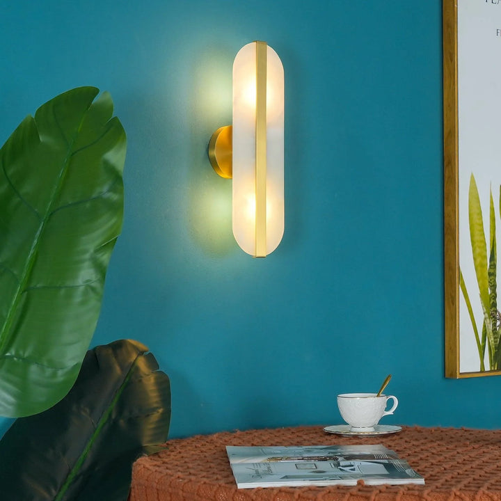 Long ellipse alabaster wall sconce lighting for elegant modern interior décor