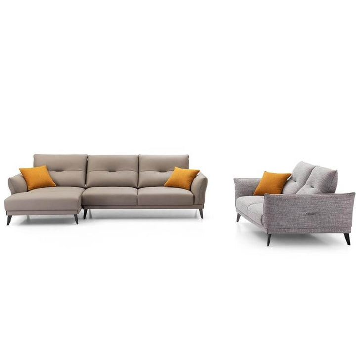 Front view of Lounge Luxury KS27 sofa with comfortable cotton-linen upholstery – sleek modern design with plush cushions and elegant lines