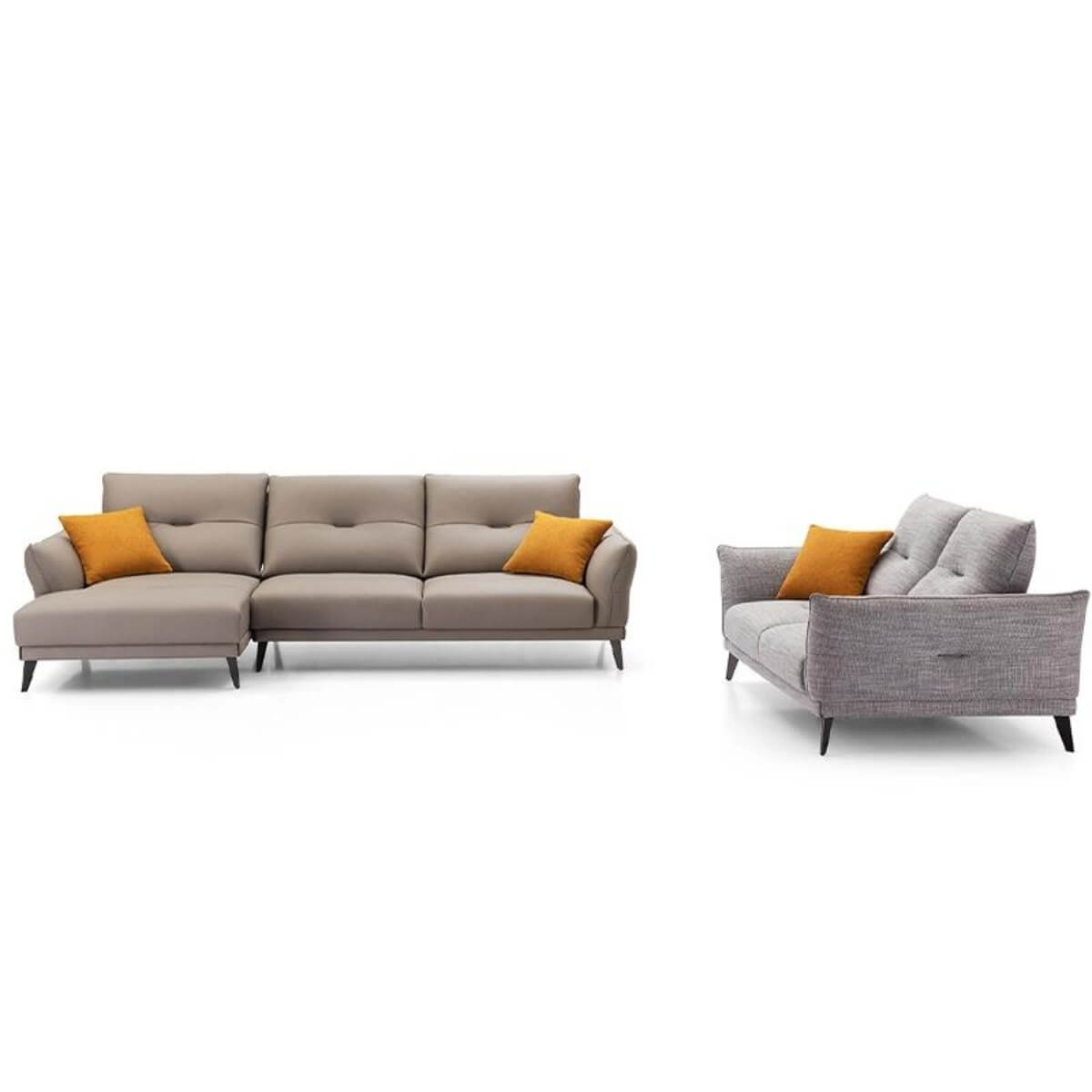 Front view of Lounge Luxury KS27 sofa with comfortable cotton-linen upholstery – sleek modern design with plush cushions and elegant lines