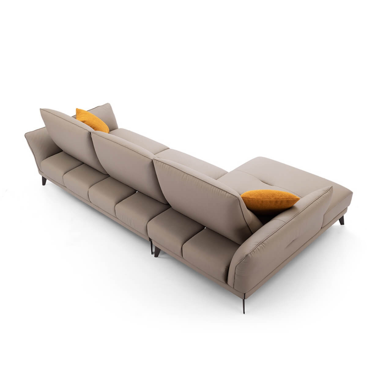 Back top angle view of Lounge Luxury KS27 sofa with cotton-linen upholstery – modern design highlighting clean lines and plush cushions