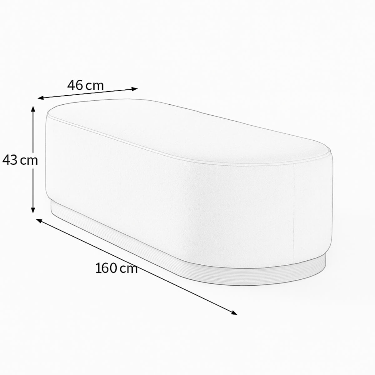 Luma Cloud bench with white boucle fabric – front view highlighting contemporary, cozy seating.