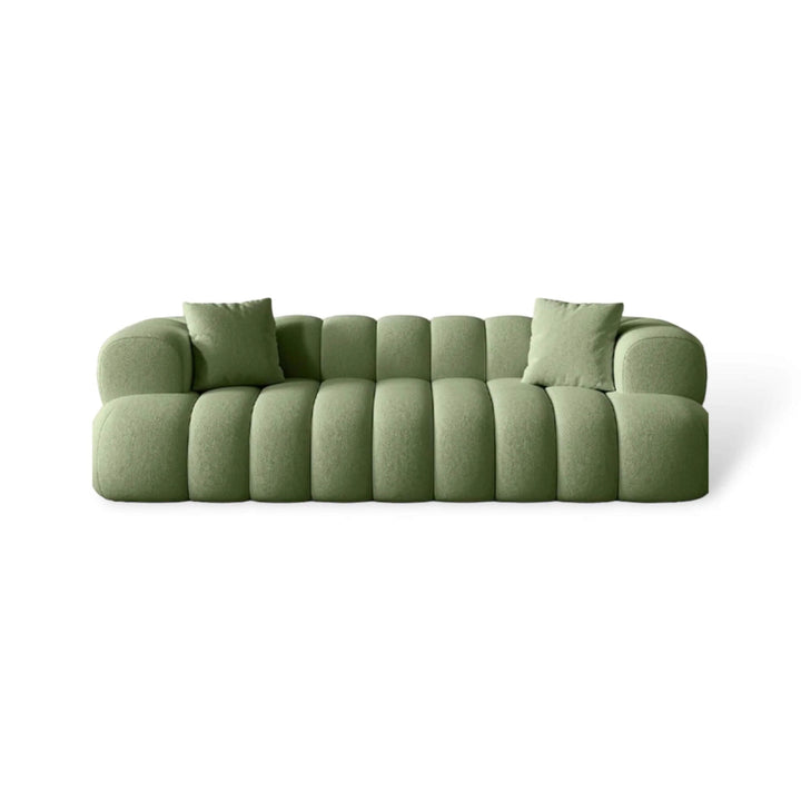 Front view of Luma Cloud sofa showcasing plush cushions and modern design in neutral tones.