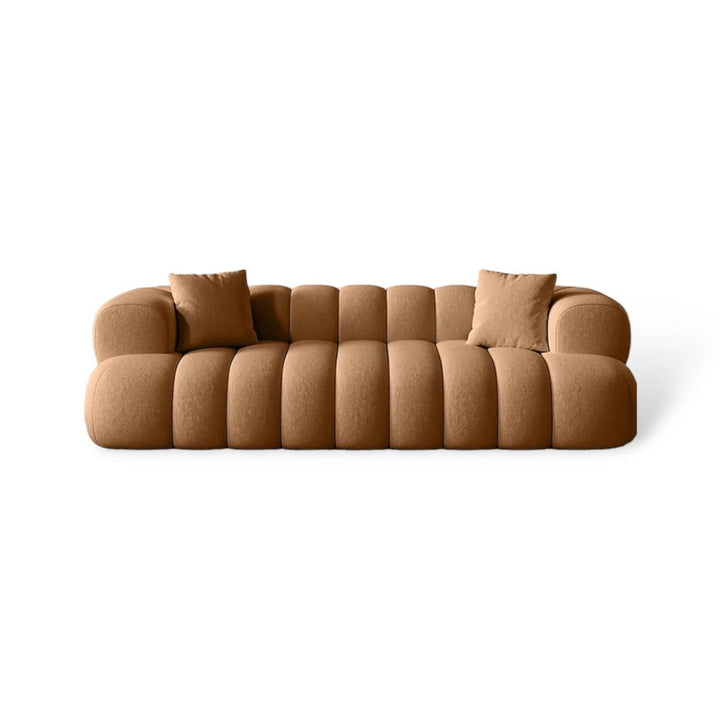 Front view of Luma Cloud sofa featuring plush cushions and contemporary design in neutral tones.