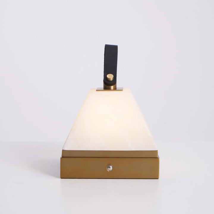 Luma cube portable lamp front view featuring modern cube design with soft warm glow, rechargeable light