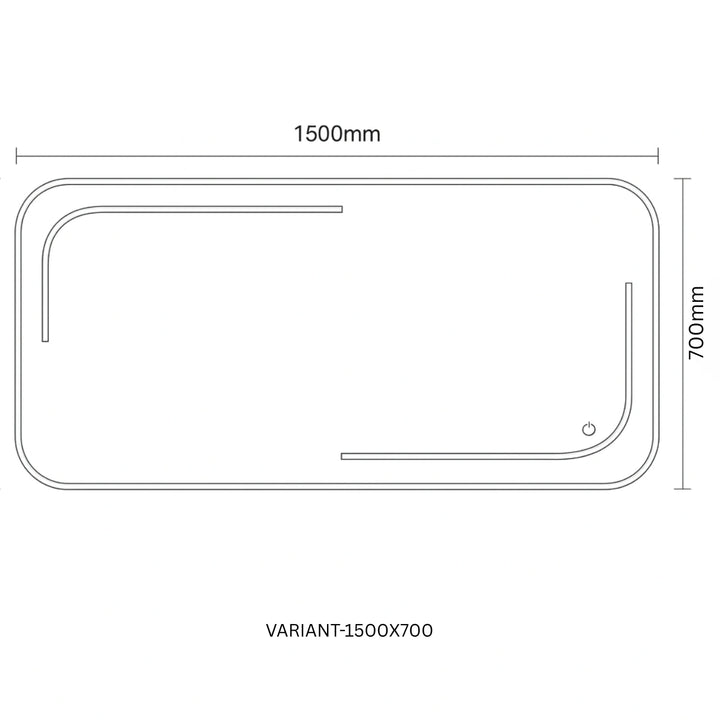 LumeGlow L1013 LED mirror dimension view, showcasing size and sleek design for modern bathrooms.