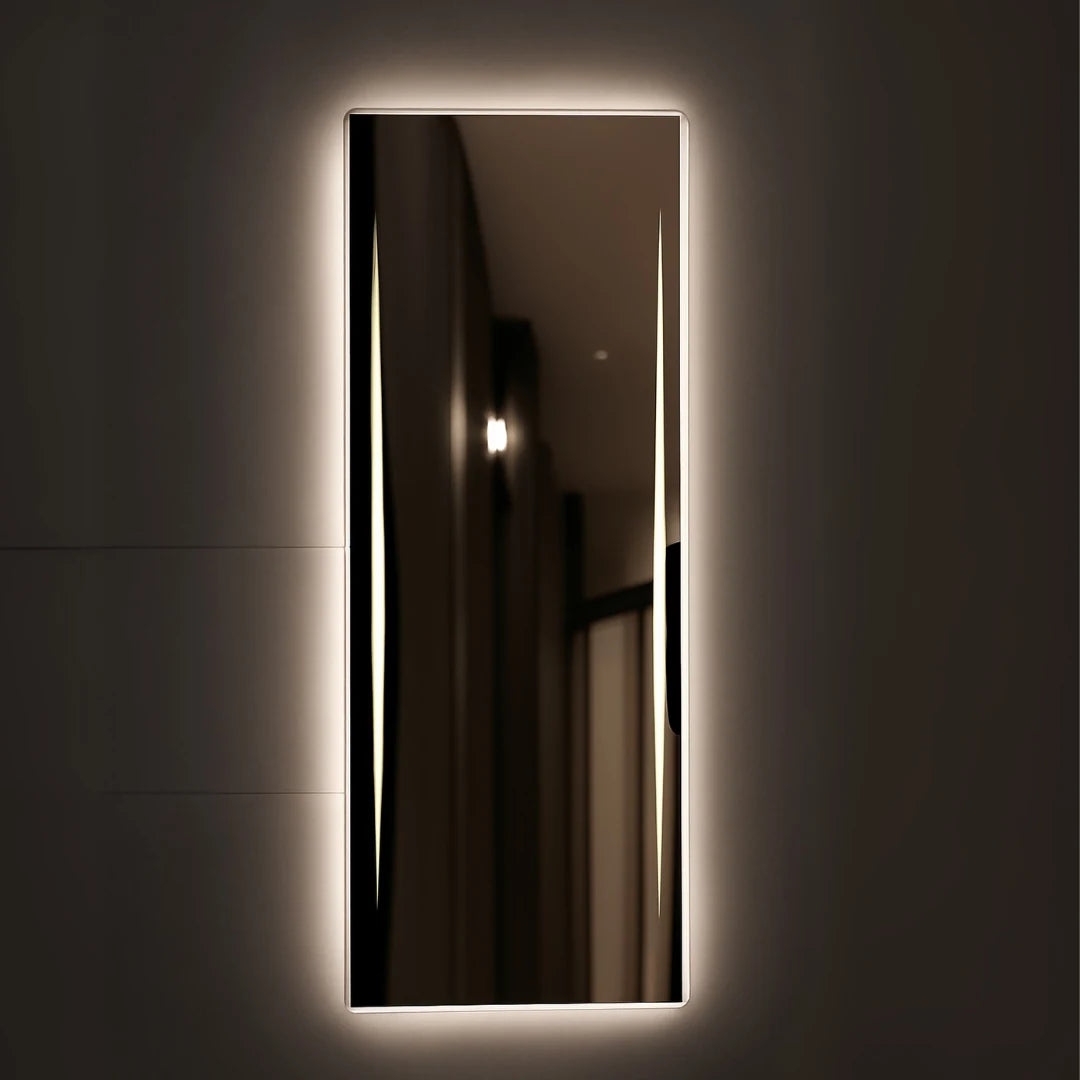 Lumi L1164 LED bathroom mirror 3 color light front view, modern elegant design for stylish home interiors