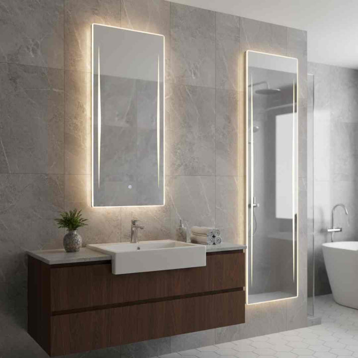 Lumi L-1164 LED bathroom mirror luxury front view with 3-color adjustable modern lighting"