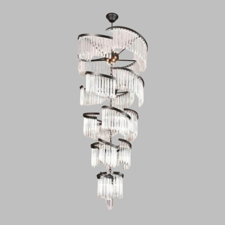 Luminary Glass Chandelier Light turned on, emitting warm, ambient illumination through elegant glass shades for a cozy and modern atmosphere.